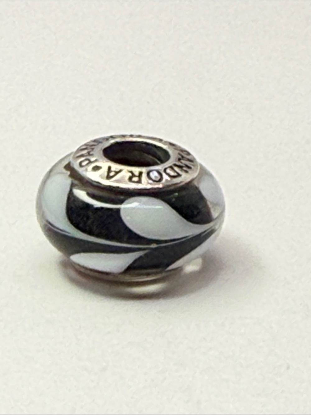 Pandora Black & White Swirl Murano Glass Charm 790676